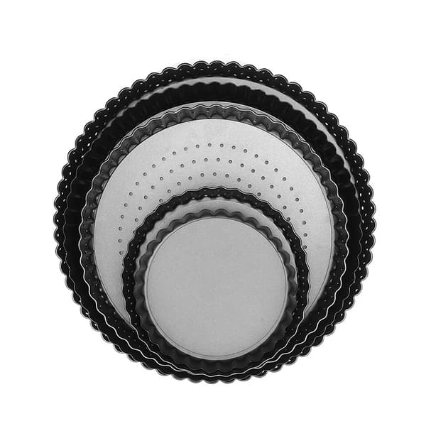 Crusty Bake 20 cm perforated tin with PFOA-free non-stick and loose base, fluted, robust 1 mm carbon steel, grey