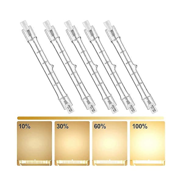 5-pak R7s 118mm 200W 230V, R7s Halogen Lineær Lyskilde, Dæmpbar Halogenpære til Byggearbejde 200W 200W