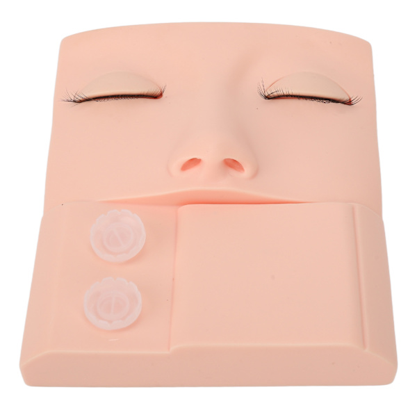 Lash Mannequin Head Replaceable Eyelid Eyelash Extension Practice Makeup Training PVC Pink