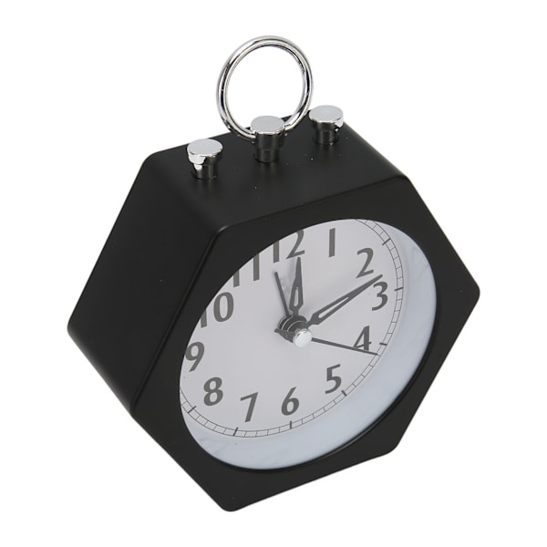Polygon Alarm Clock Metal Shell Stable Silent Compact Alarm Clock for Student Black