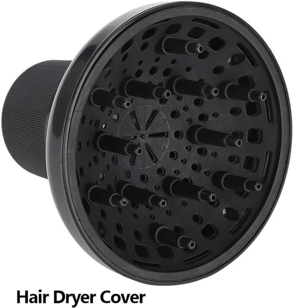 Diffuser til Hårtørrer - Universelt Hårtørrertilbehør til Krøllet eller Bølget Hår - Salonværktøj Sort - Tilslutning Indvendig Diameter 6cm