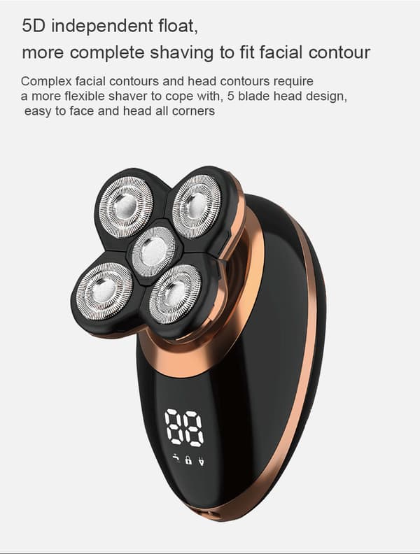 Fem hoveder multifunktionel elektrisk barbermaskine smart batteriindikator F
