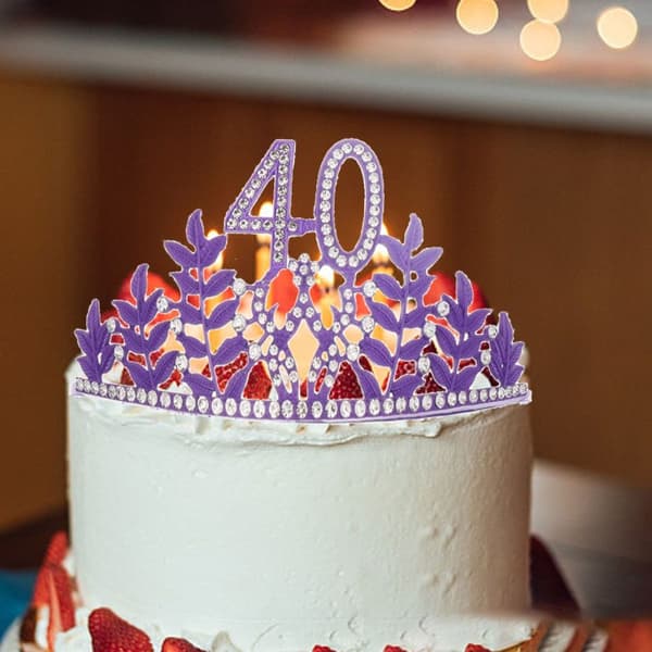 40-årsdag Sash og krone hårbånd for kvinner krone 12 x 6,8 cm KLB