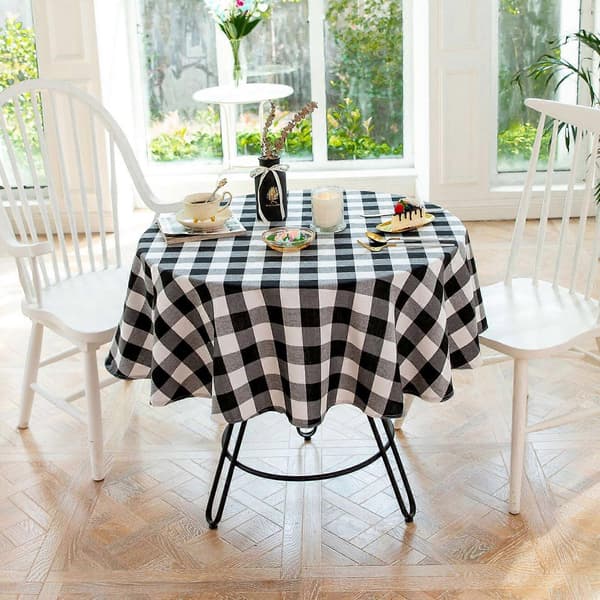 Round Tablecloth Party Wedding Tablecloth for Dining Room Kitchen 2024 New Black 100cm Black 100cm