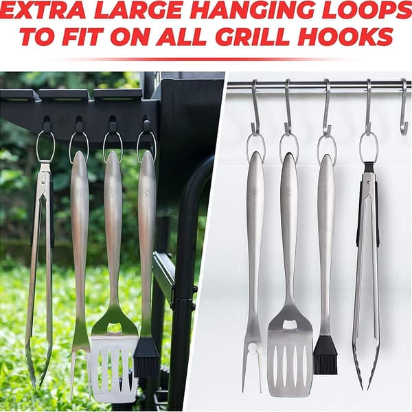 Grillsæt, kraftigt grilltilbehør - Grillværktøjssæt, 4 dele - Gaver