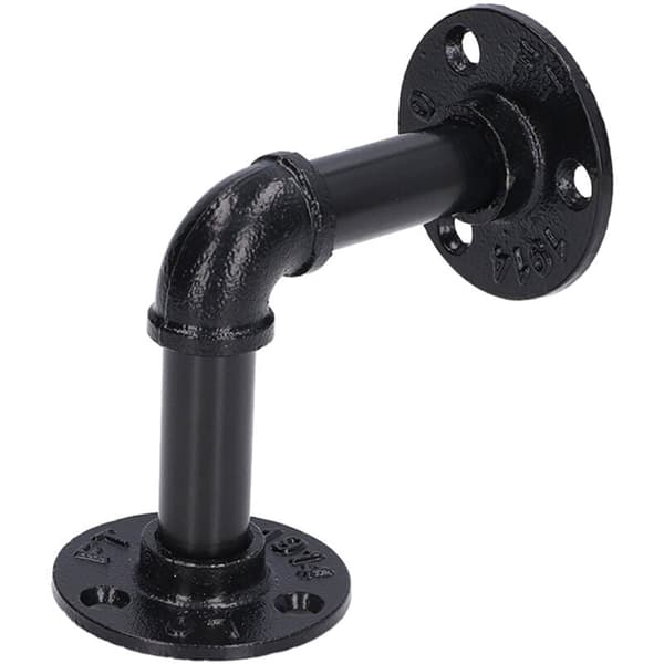 Black Retro Wall Shelf with Brackets - Compatible with IKEA, 2-Pack