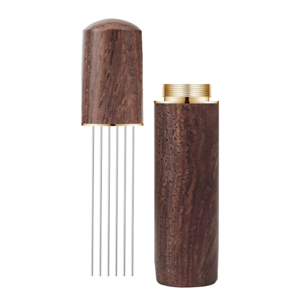 Espresso Coffee Stirrer Espresso Distribution Tool Portable Espresso Distribution Tools, 6 Needles Walnut Color