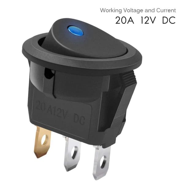 30 stk 12V 20A vippebryter LED blått lys SPST kontroll på-av