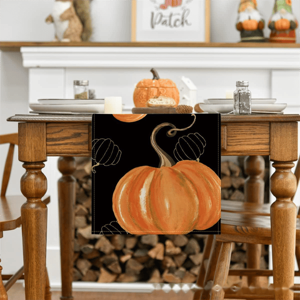 Mönstrad pumpa, Halloween-bordsduk, höstköksbordsdekor, perfekt för heminredningsdekoration 13x72 tum