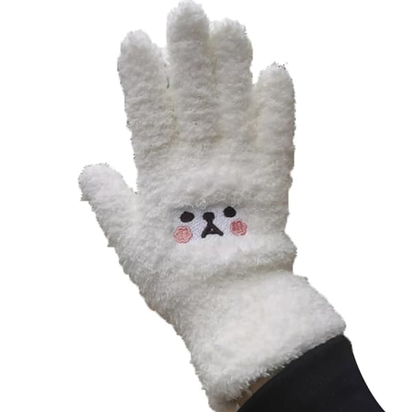 2 par vinterplyschhandskar Varma handskar Broderade rodnande björn Stickade handskar