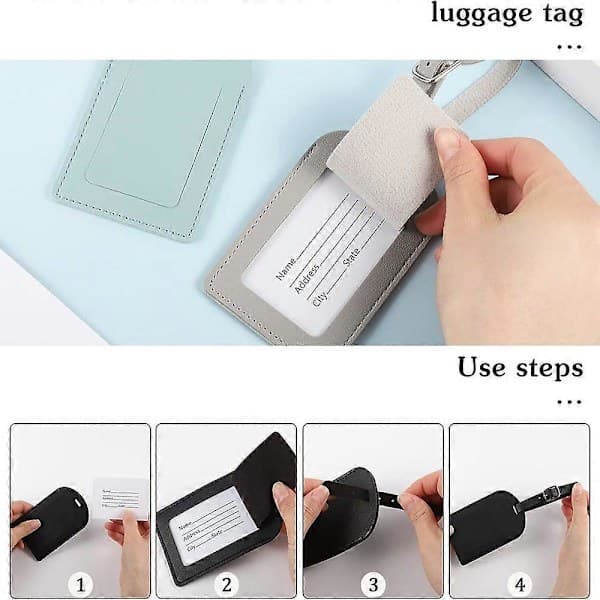 5-pack bagagebrickor med adressetikett, bagagebricka i konstläder, namnskylt