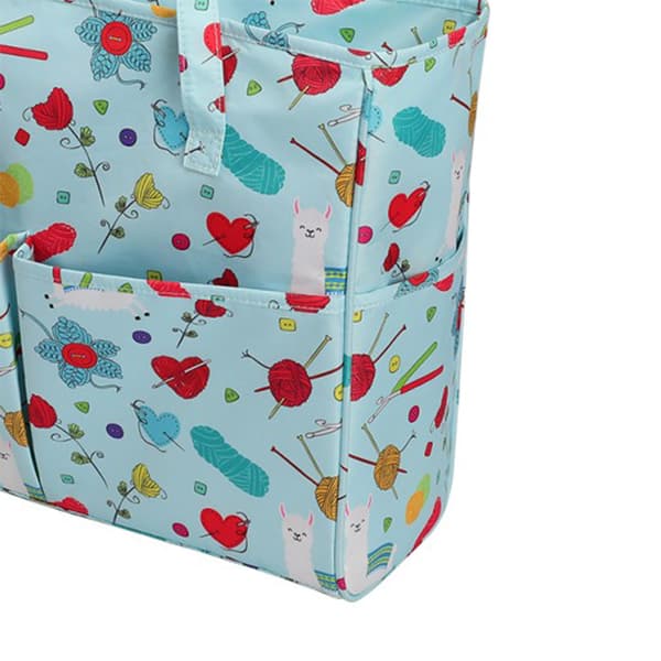 Crochet Hook Bag Waterproof Oxford Cloth Blue Pattern Large Capacity Wool Storage Bag Sewing Tools