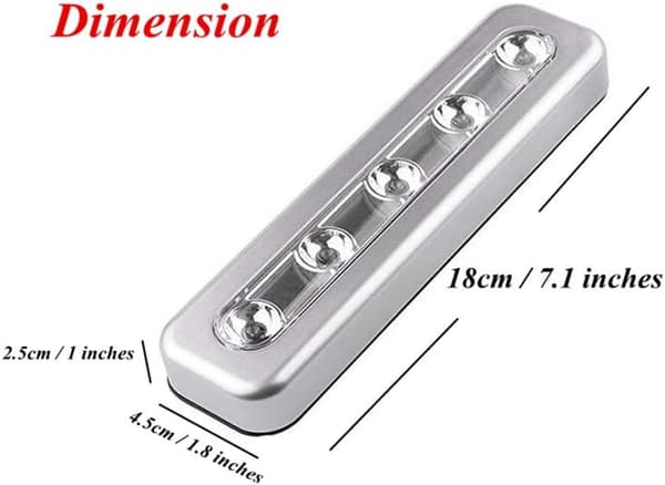 4-pak, gør-det-selv-monterede 5 LED-berøringslamper, batteridrevne