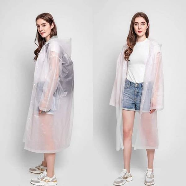 Transparent Raincoat PEVA Portable Waterproof Rain Poncho Breathable Rain Jacket