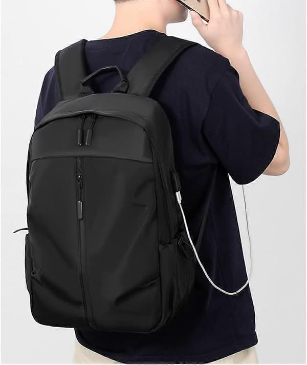 USB-opladningsgrænseflade 14-tommer computertaske minimalistisk herre rygsæk (Farve: Sort)