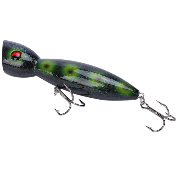 Bærbar PC-simulering Kunstig Popper-agn Fiskeutstyr Treble Hooks (mørkegrønne flekker)