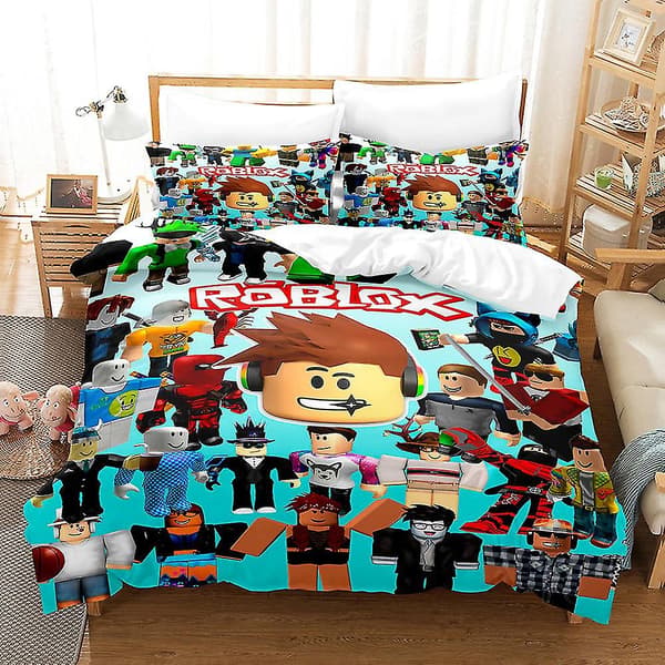 R08 Roblox 3D-tryckt sängklädesset påslakan örngott barn present Db AU enkel 140x210cm