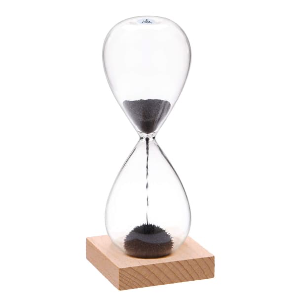 Magnetisk sandtimer 3 minutter: med sort magnetisk jernpulver og træbase, 3 minutter, timeglas sandglas til kontorbordsdekoration