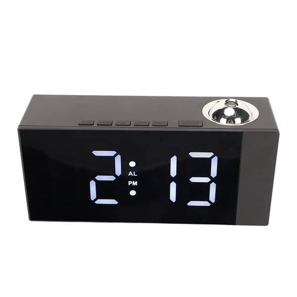 Projection Digital Alarm Clock 180 Degree Rotation Adjustable Brightness USB Charging LED Alarm Clock for Office Bedroom White Light