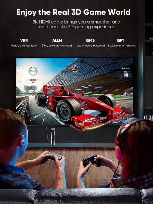 2025 Seneste Model eARC HDMI-kabel 8K, HDMI til HDMI-kabel til PS4 (48Gbps,