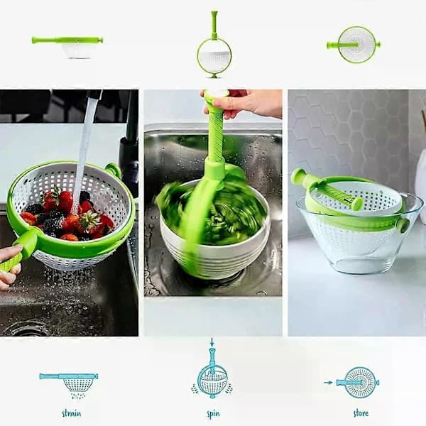 Salad Spinner, Foldable Handle Sieve, Vegetable Drainer, Kitchen Accessory