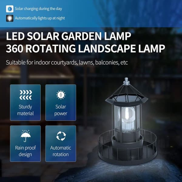 LED Solar Lighthouse, Outdoor Garden Decoration Lantern