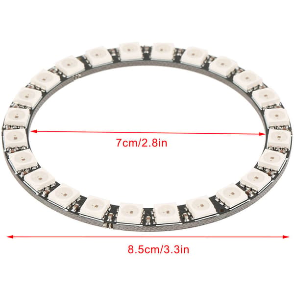 DC 5V 24-bitars RGB LED-ring, WS2812 5050 LED-ring för Arduino Raspberry Pi LED-display, med inbyggda drivrutiner