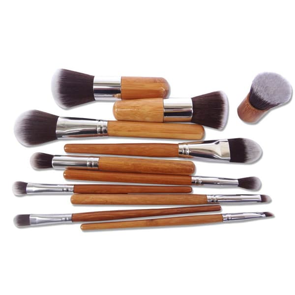 11 stk. makeupbørstesæt, fint håndværk, professionelle makeupbørster med stofpose