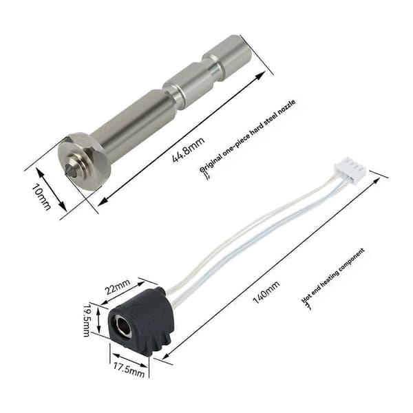 2 pcs for Anycubic Kobra 3 Max Ceramic Hotend Integrated Hardened Steel Nozzle Thermistor Heating Component 0.8mm 0.8mm