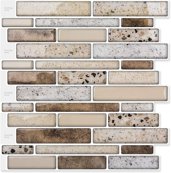 Självhäftande väggplattor, vinyl köksstänkskydd, marmor väggdekal