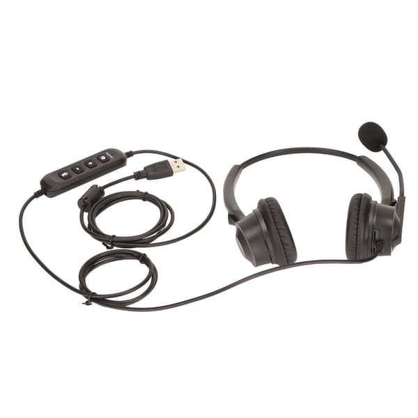 USB Business Headset ENC Noise Cancelling Binaural Wired Office Headphone with Speaker Volume Adjustment Microphone Mute