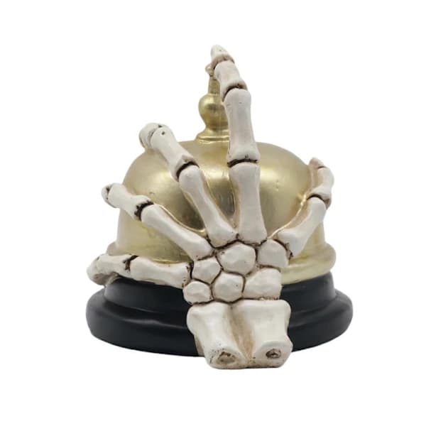 2025 Halloween Skeleton Hand and Bell Statue Gift for Tabletop Decorations Cabinet