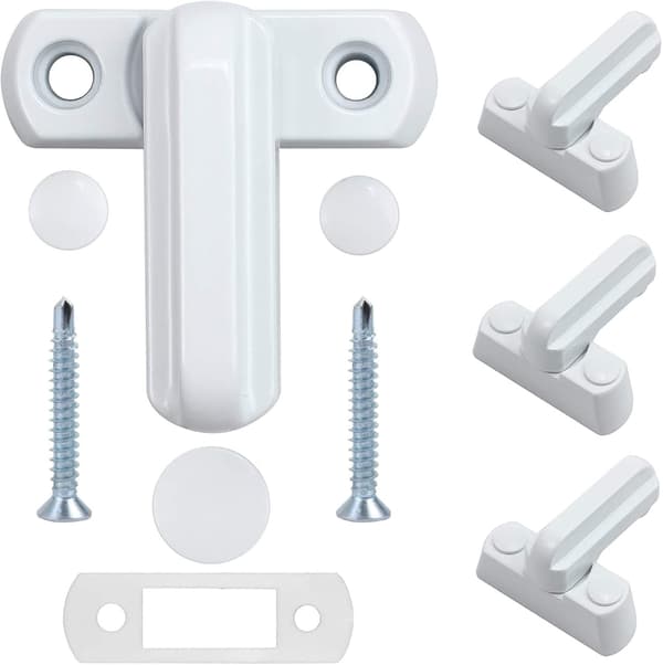 4-pack Window Locks - Anti-Theft Door and Window Locks - Extra Home Security for PVC/uPVC Windows and Doors - White
