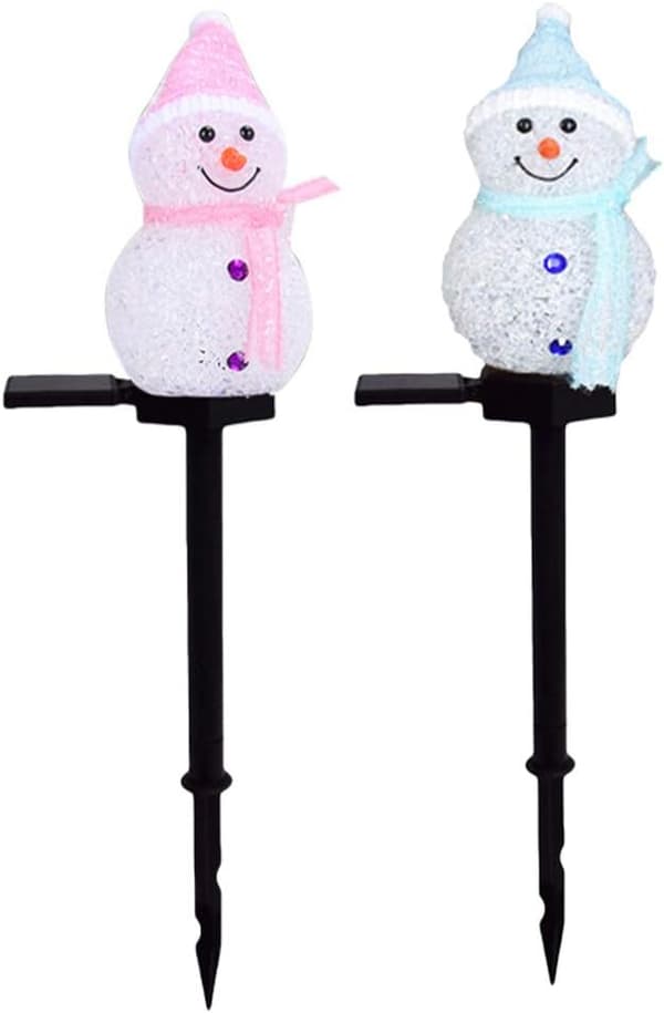 *2 LED Solcelle Snemand Lys Havedekoration Julebelysning Gar*