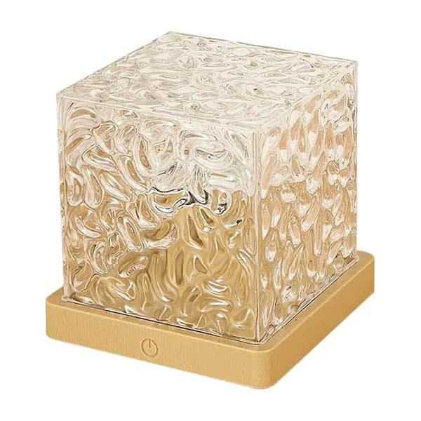 Aurora Projector Night Light, 16 Color Water Wave Effect Cube Lamp for Bedroom Decor, Gold