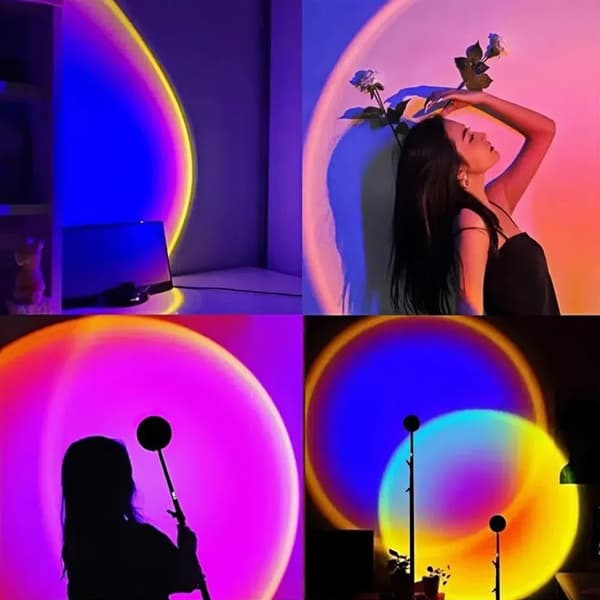Atmospheric Sunset Lamp, Projection Lamp, 180 Degree Rotating Sunset Projection Lamp Floor Lamp with Tripod-FX-