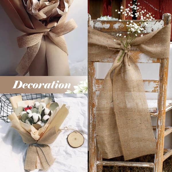 30cm*10M Burlap Table Runner Jute Table Runner Sewn Edges for Wedding Festival Party Decorations