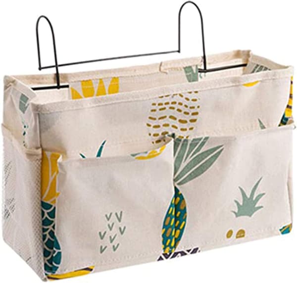1 pc Bedside Hanging Storage Basket, Bed Organizer Hanging Storage Bag with 3 Pockets for Bunk Beds, Dorms, Bed Rails and Chair