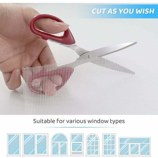300x120cm Mosquito Net Window, Adjustable Window Screen Roll, White Fiberglass Fabric Durable Fireproof, Anti-Insect Fly Mosquito Net,..