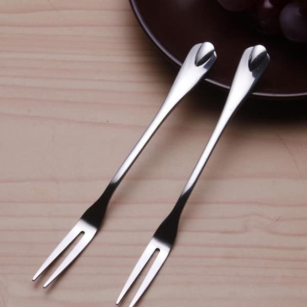 Minigaffel i rustfritt stål, frukt- og dessertgaffel (12 stk)
