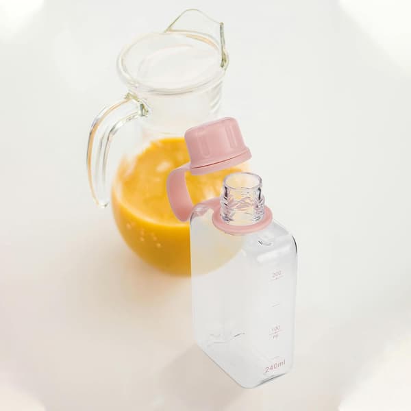 flat vannflaske 240ml av plast, rosa, bærbar for reise -
