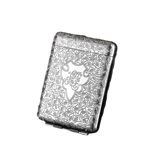 Metal Cigarette Case with Three Compartments - Holds 16 King Size Cigarettes, Automatic Opening Silver Silver Silver