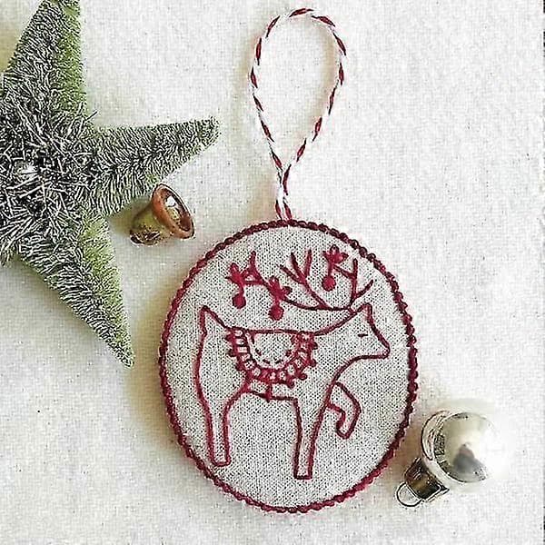 Glædelig og lys håndlavet broderi julepynt sæt, julebroderisæt, broderisæt julepynt, til julebroderi