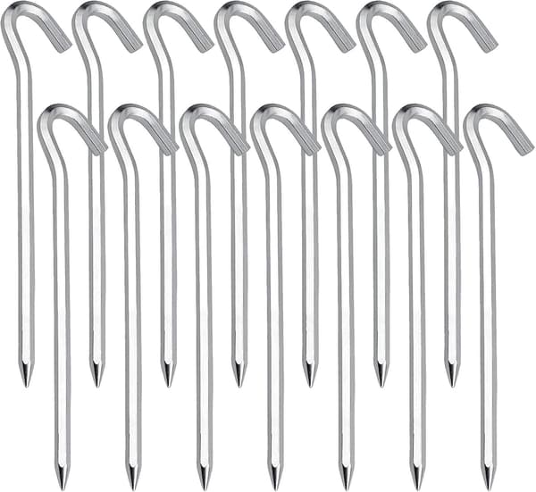 14-pakning Camping Teltplugger, Gardinkroker, Kraftig Metall C