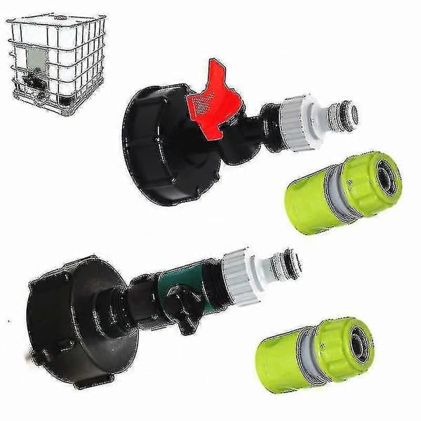 1000 liters IBC vanntank med S60x6 adapterventil og 3/4 kran kun