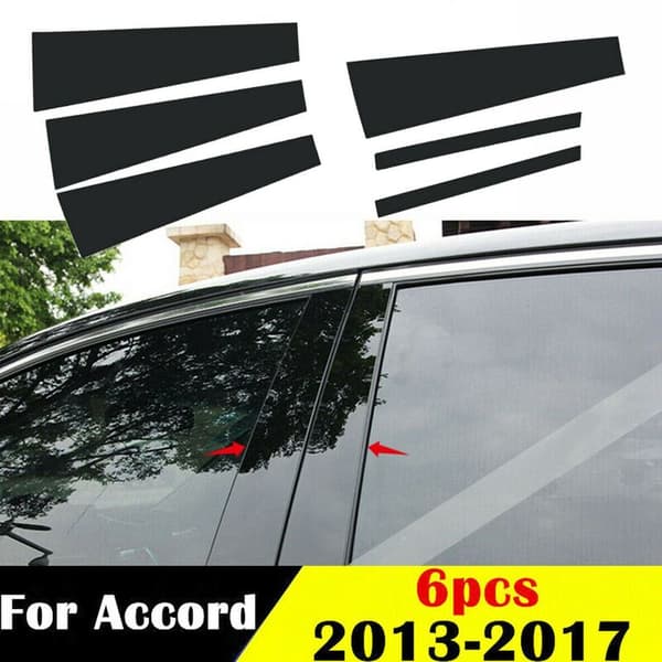 6X Accord 2013-2017 Musta Sävyinen Oven Sivulasin Pylväsverhoilu