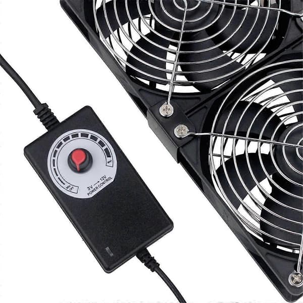 3x120 mm computerblæser med AC 100V-240V hastighedsregulator EU-stik