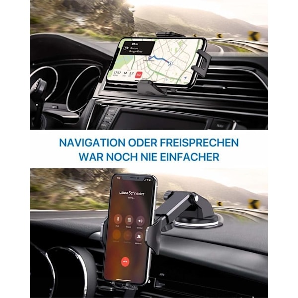 3-i-1 Mobilholder for Bil, Mobilholder Luftventil & Sugekopp, Universell Bilholder, Smartphoneholder