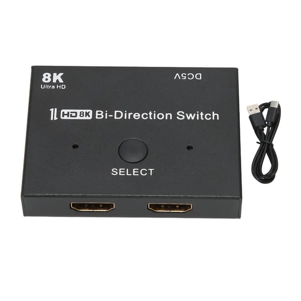 HD Multimedia Interface Switch 48 Gbps 2x1/1x2 Bidirectional Splitter Supports 8K 60Hz/30Hz 4K 120Hz/60Hz
