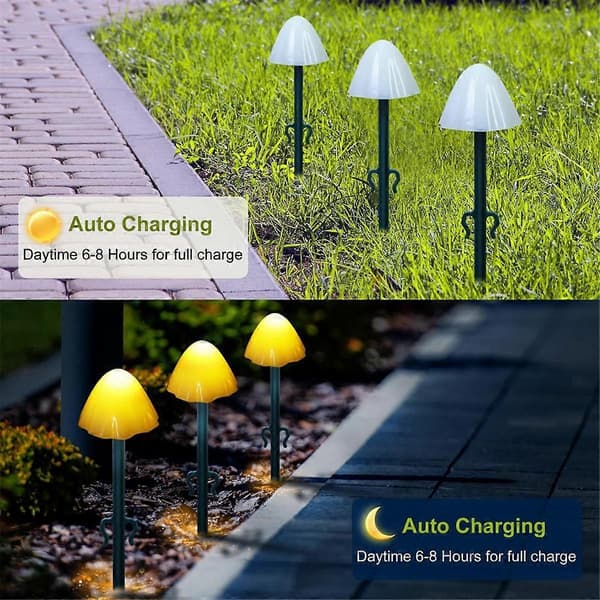 Utendørs solcellelamper Hagesett med 30 mini solcellesopplamper Utendørs soppformede gangvei landskapslamper